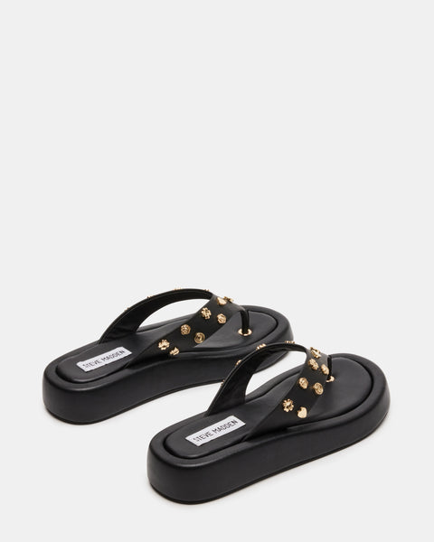 KYLEN-C BLACK LEATHER SANDALS