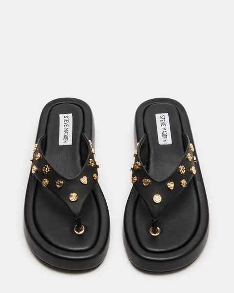 KYLEN-C BLACK LEATHER SANDALS