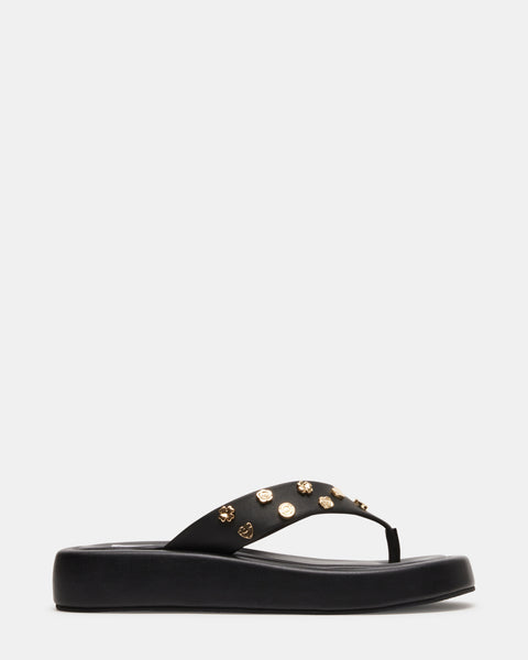 KYLEN-C BLACK LEATHER SANDALS