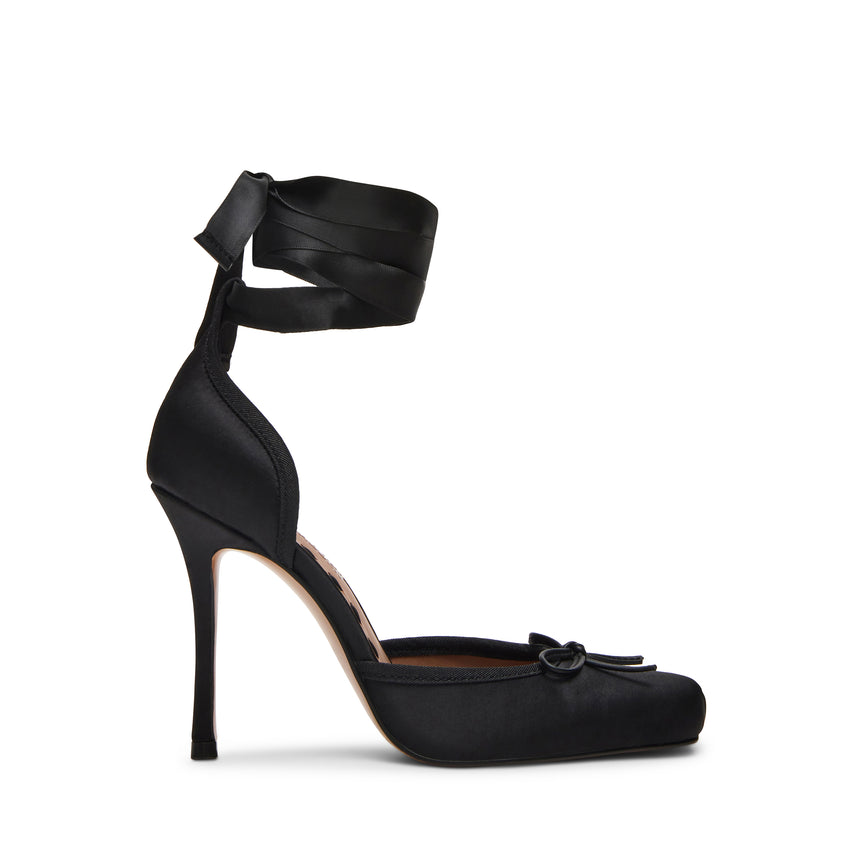 LARINA BLACK SATIN HEELS