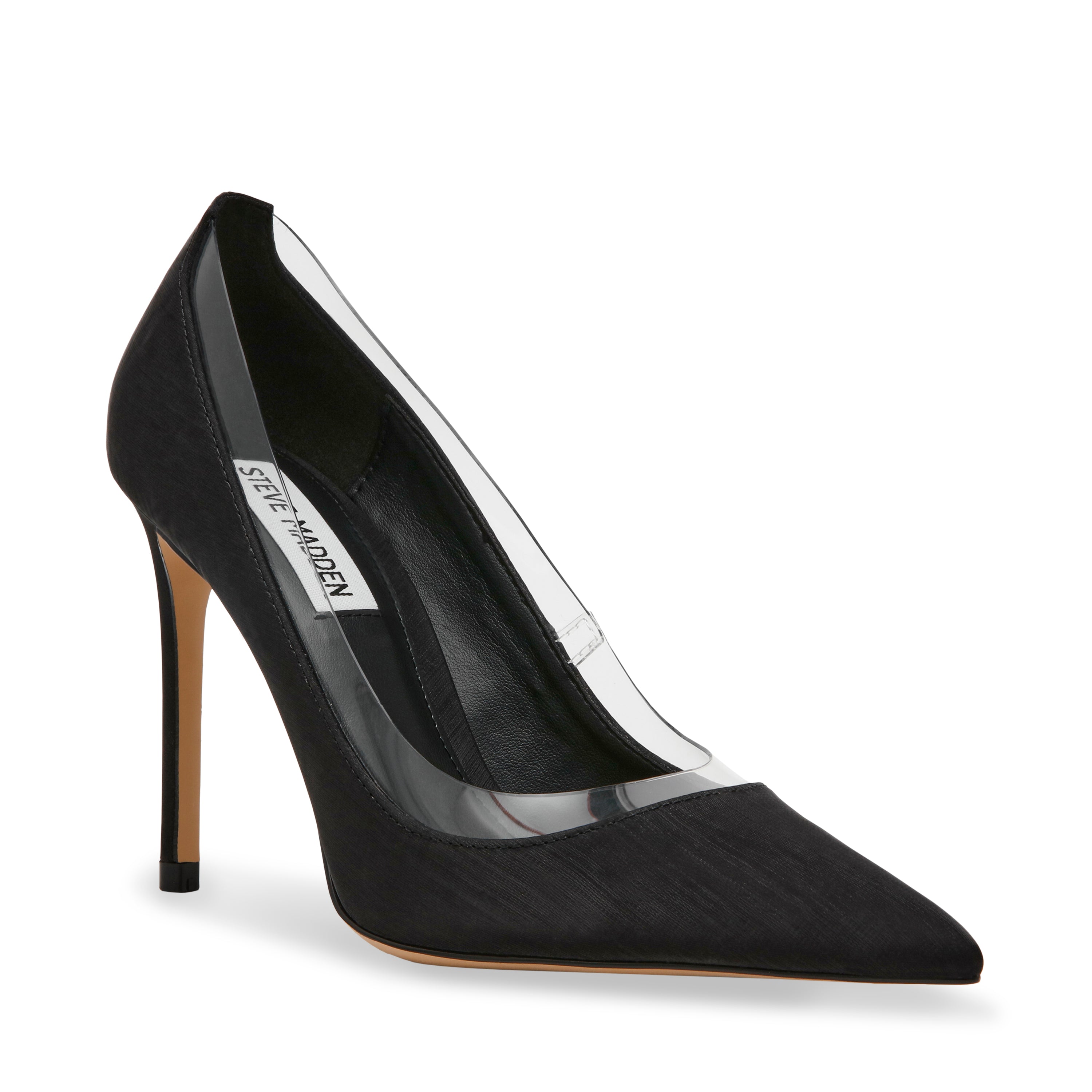 LINEUP BLACK SATIN HEELS- Hover Image