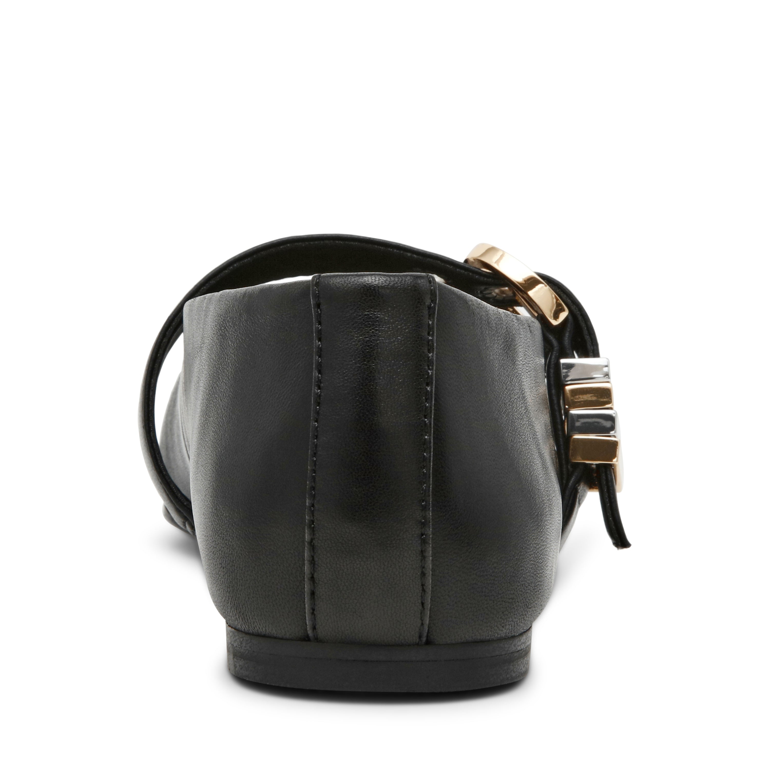 LUCIA BLACK LEATHER FLATS - view 2