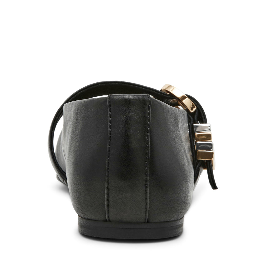 LUCIA BLACK LEATHER FLATS - view 2