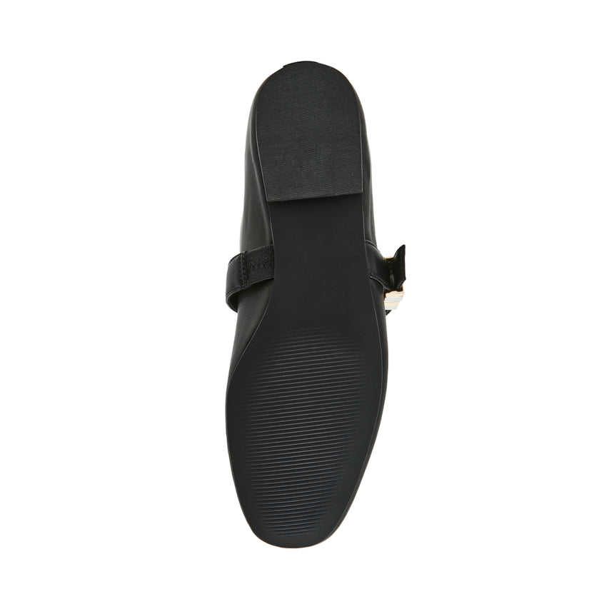 LUCIA BLACK LEATHER FLATS - view 3
