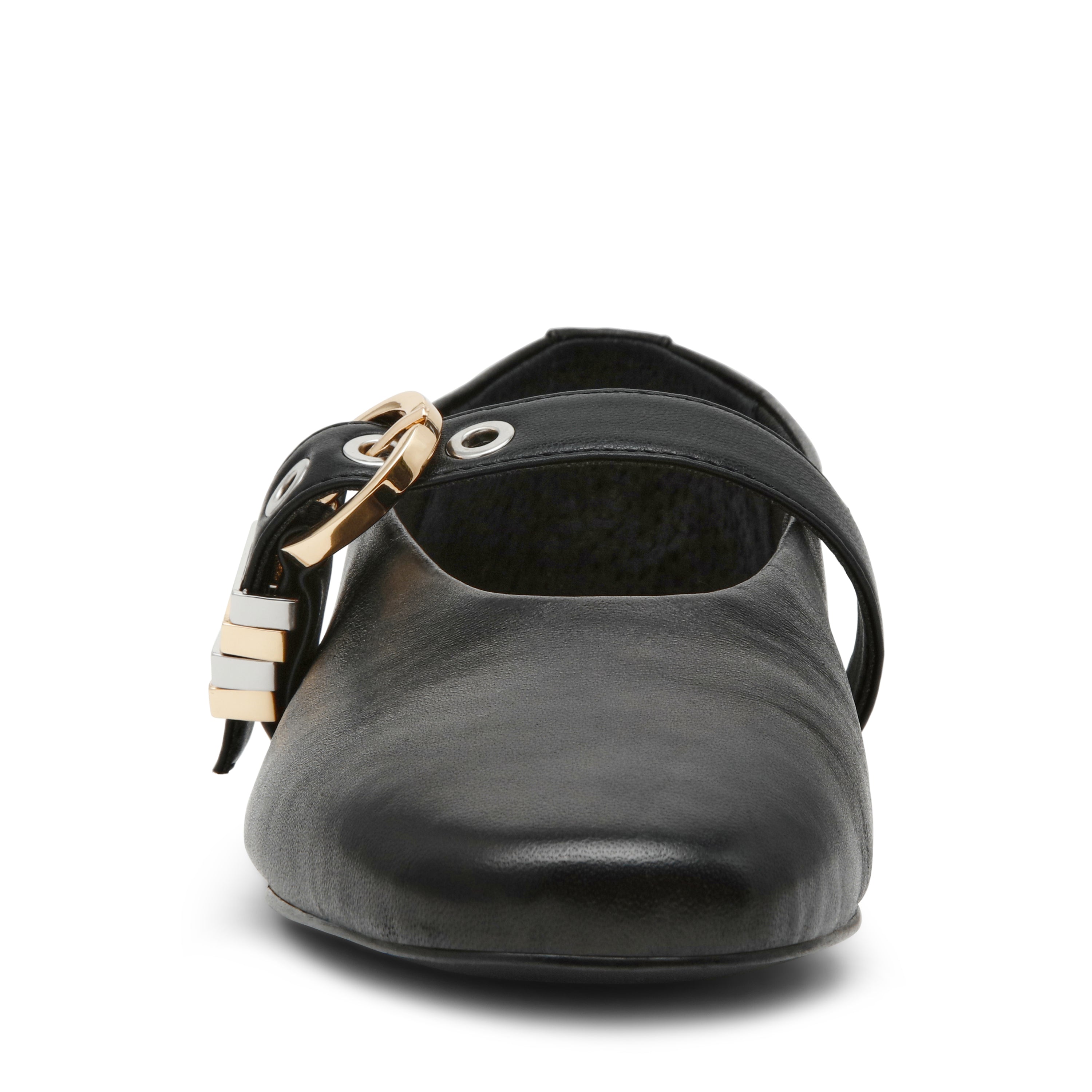 LUCIA BLACK LEATHER FLATS - view 4