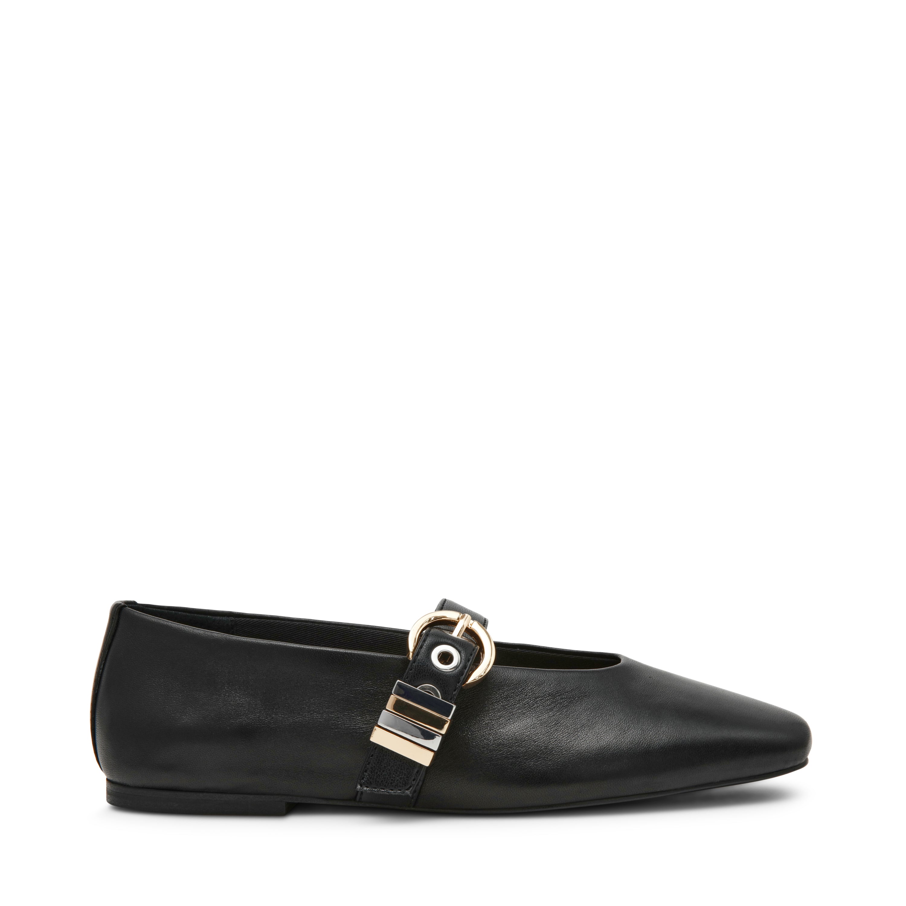 LUCIA BLACK LEATHER FLATS - view 5