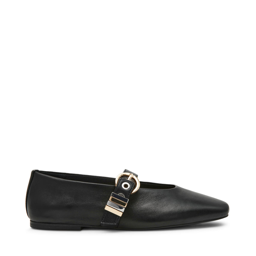 LUCIA BLACK LEATHER FLATS - view 5