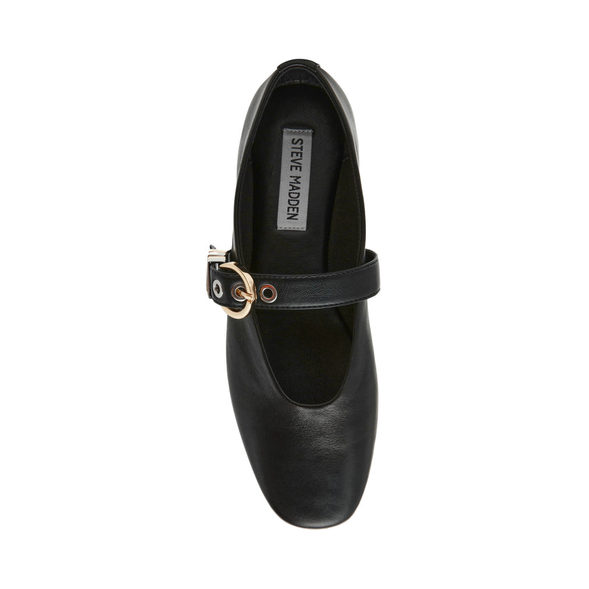 LUCIA BLACK LEATHER FLATS - view 6