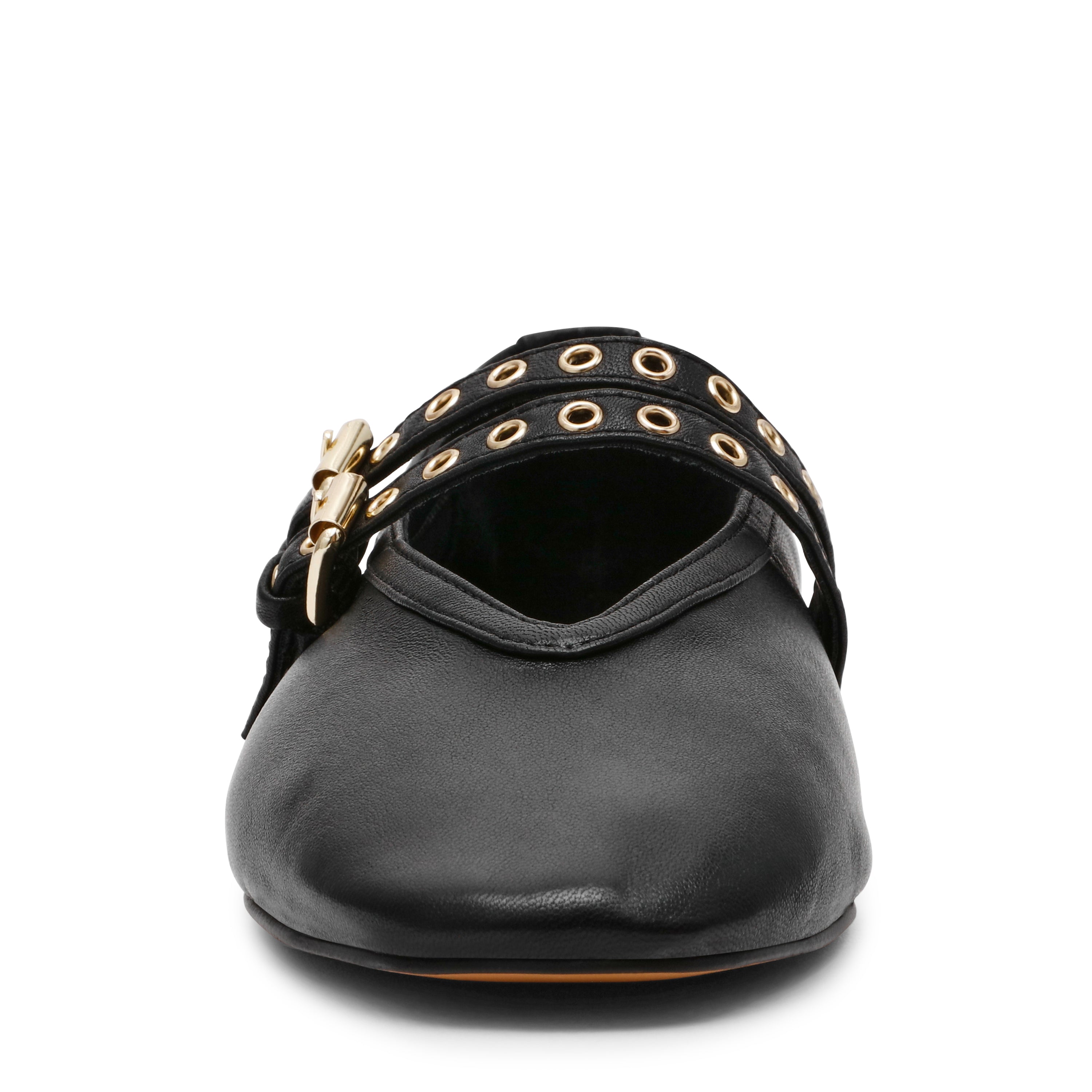 LYDIA BLACK LEATHER FLATS - view 3