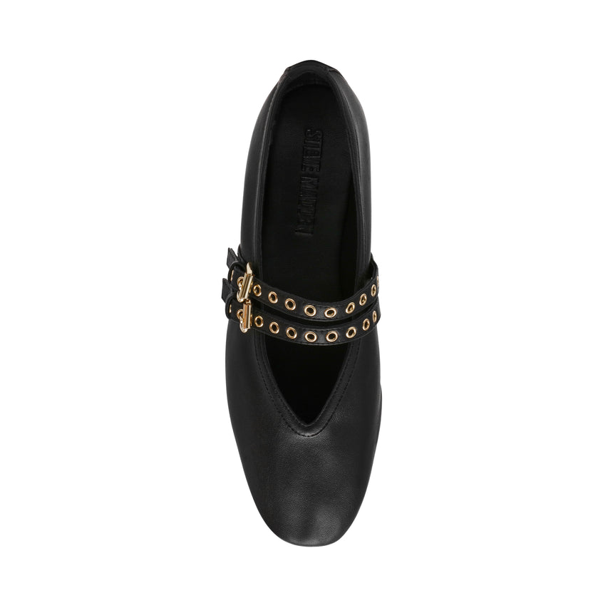 LYDIA BLACK LEATHER FLATS - view 5