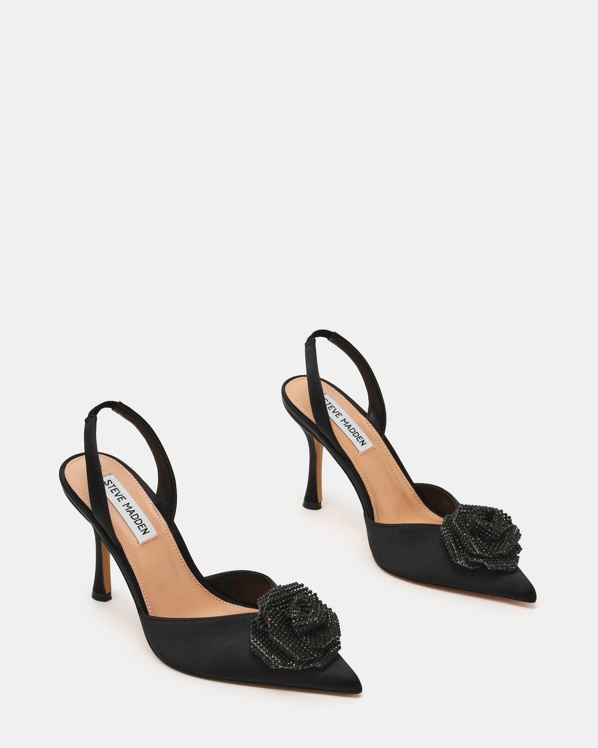 LYSANDRA BLACK SATIN HEELS - view 2