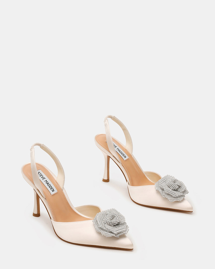 LYSANDRA IVORY SATIN HEELS - view 2