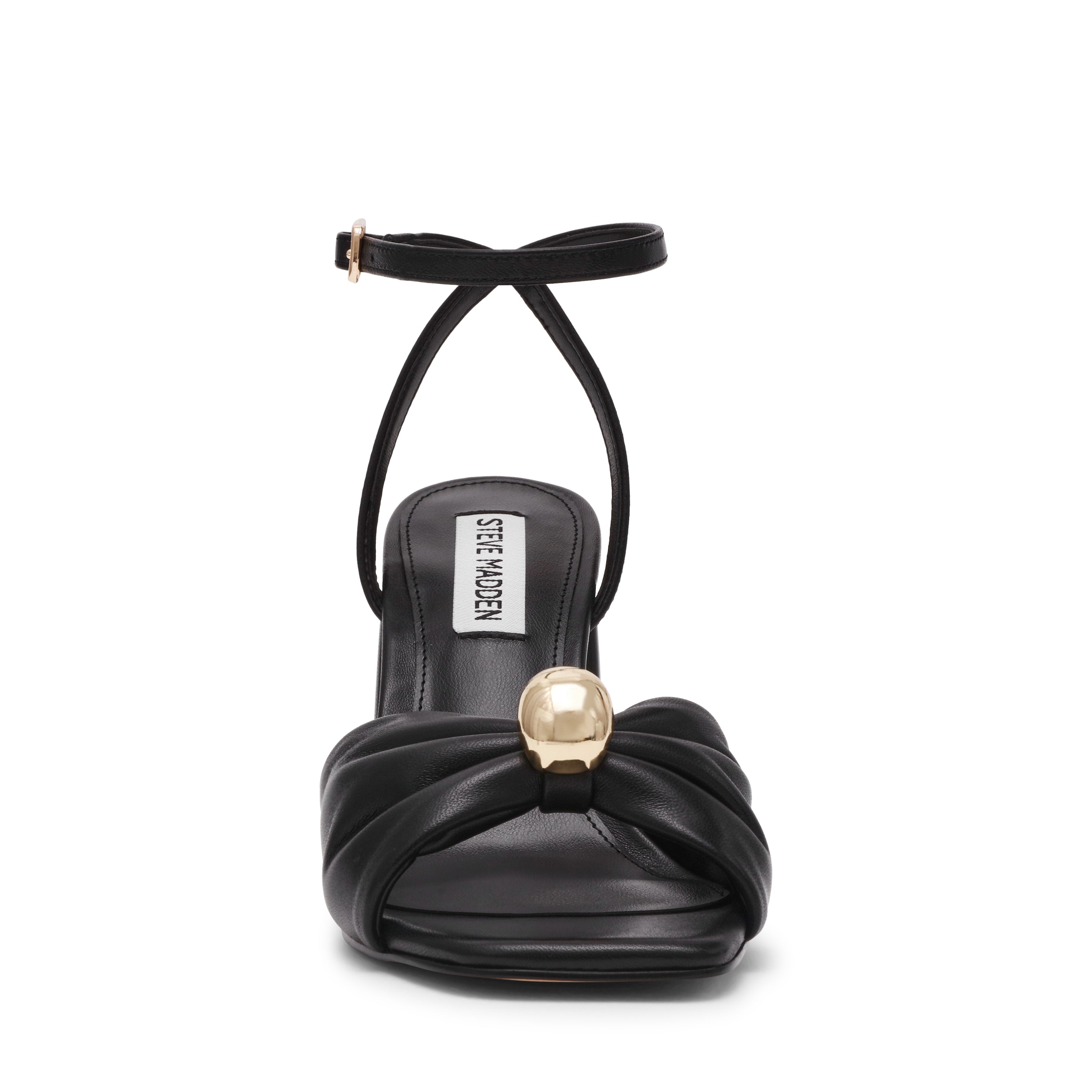 MELADI BLACK LEATHER HEELS