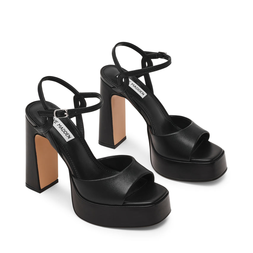 MILIANA BLACK LEATHER HEELS