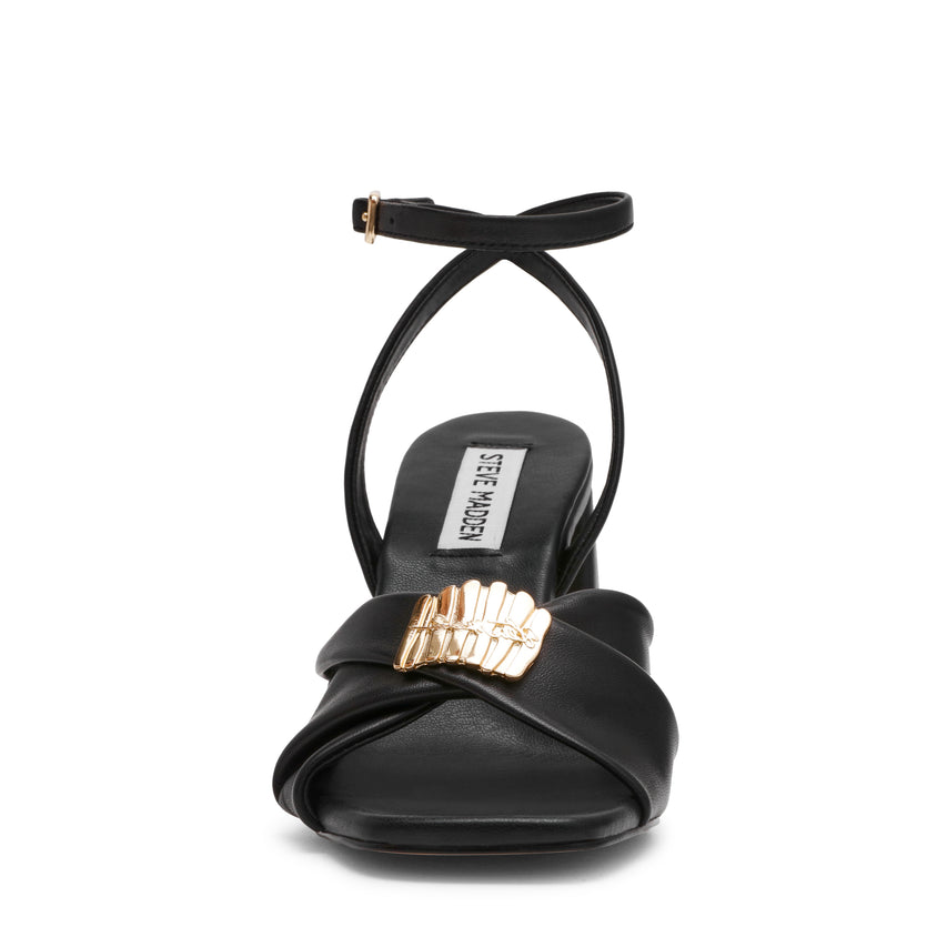 MONTAGE BLACK LEATHER HEELS - view 3