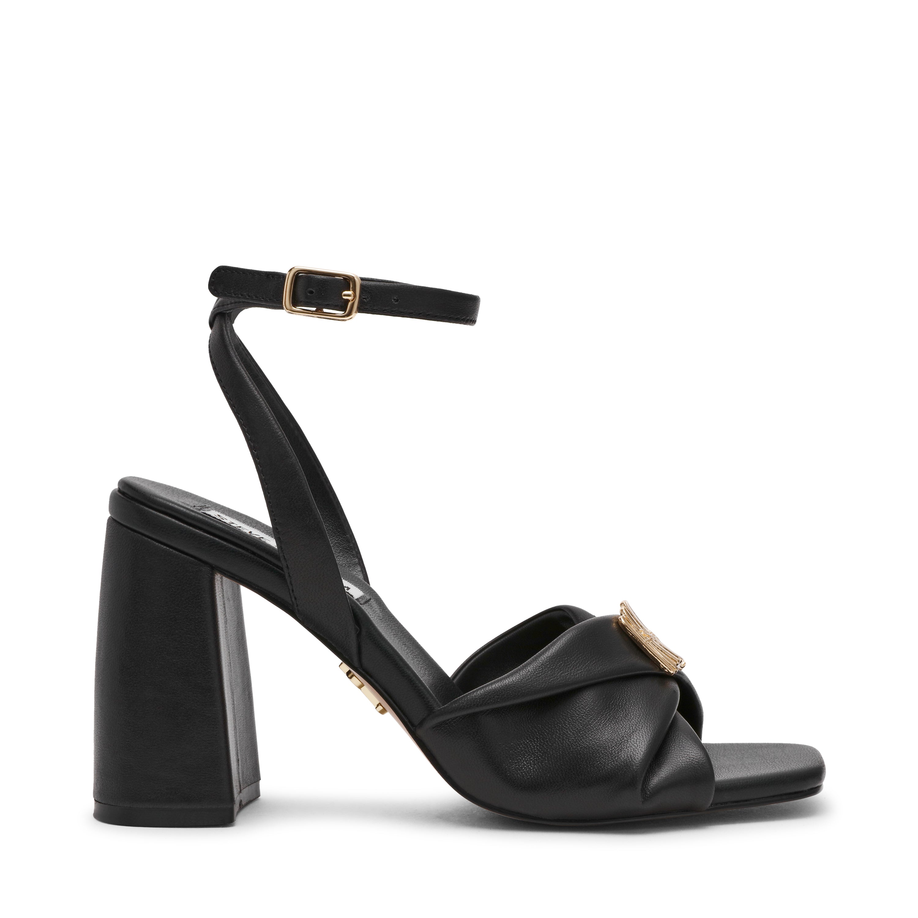 MONTAGE BLACK LEATHER HEELS