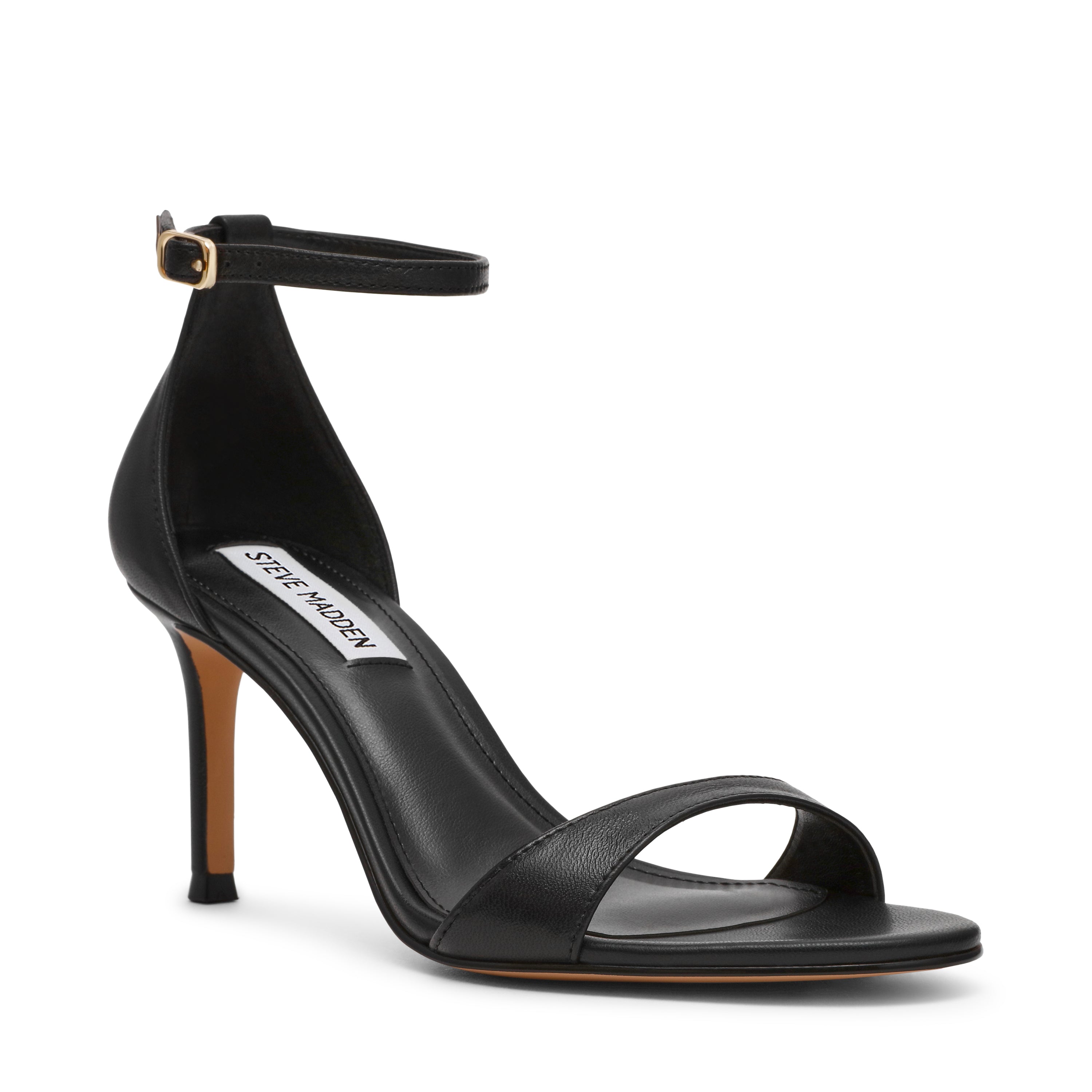 NEVINA BLACK LEATHER HEELS - view 2
