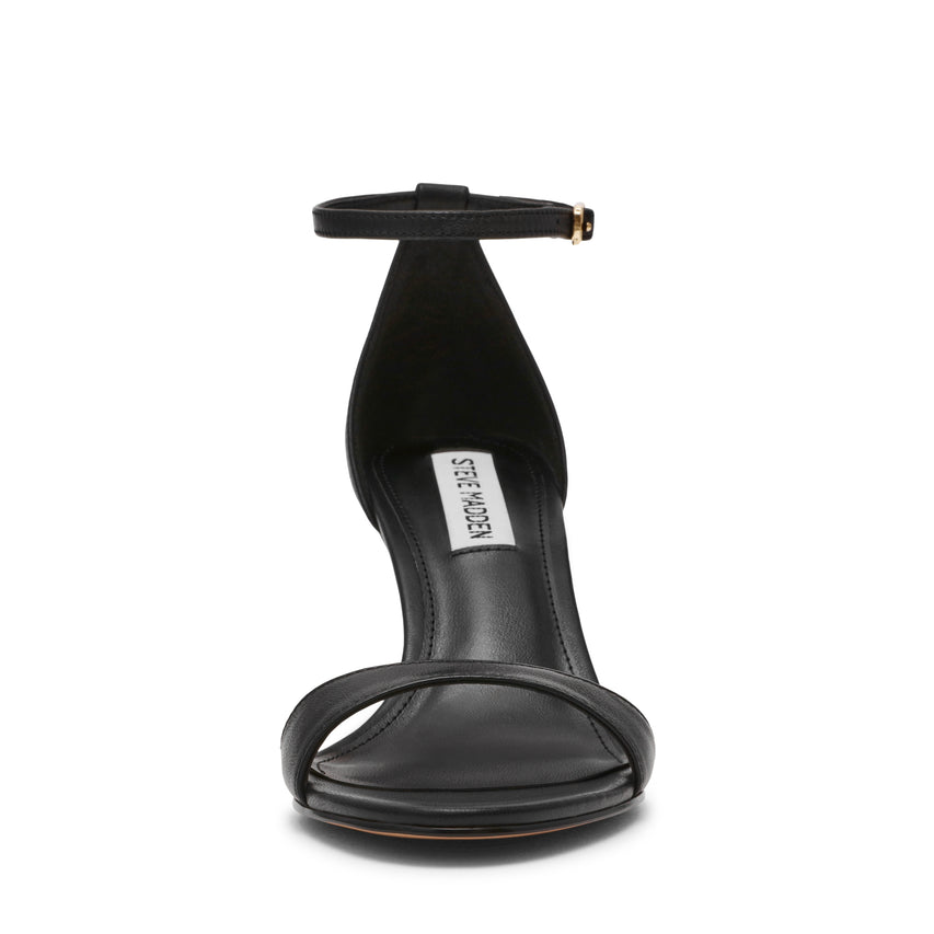 NEVINA BLACK LEATHER HEELS - view 3
