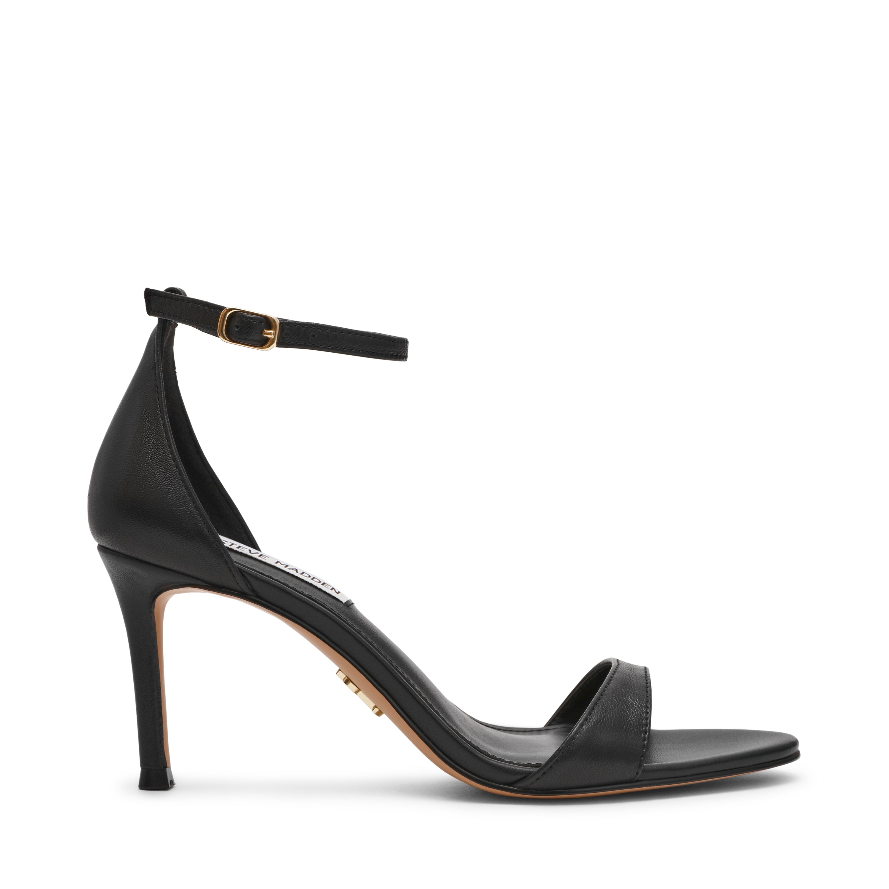 NEVINA BLACK LEATHER HEELS