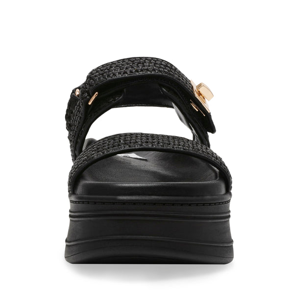 PIT-STOP BLACK RAFFIA SANDALS