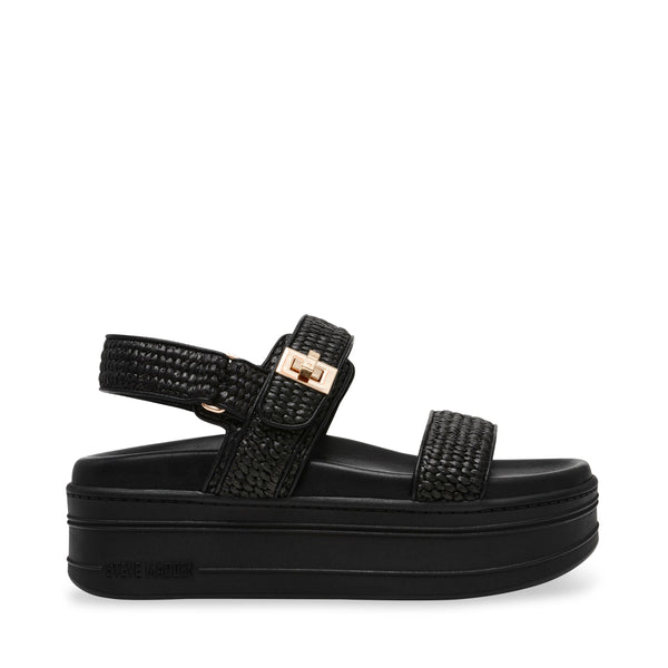 PIT-STOP BLACK RAFFIA SANDALS