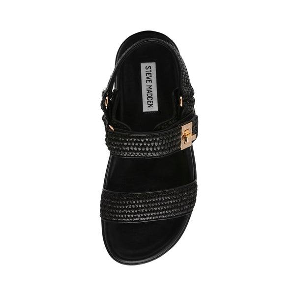 PIT-STOP BLACK RAFFIA SANDALS