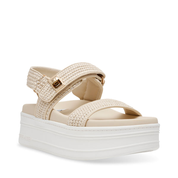 PIT-STOP BONE RAFFIA SANDALS