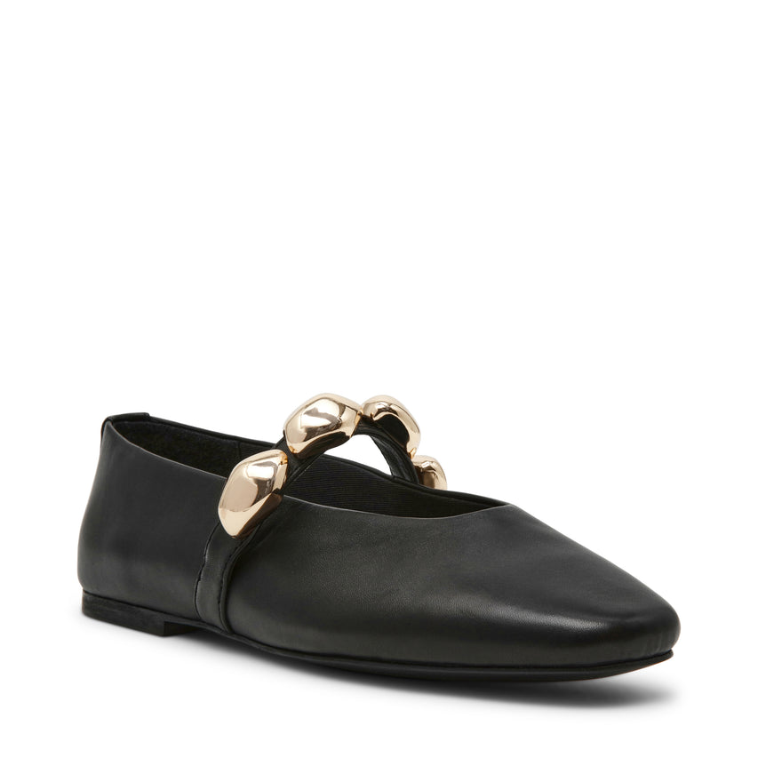 POPPIN BLACK LEATHER FLATS - view 2