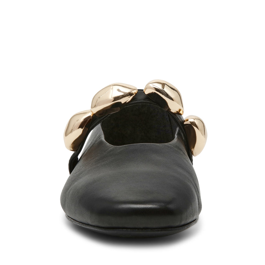 POPPIN BLACK LEATHER FLATS - view 3