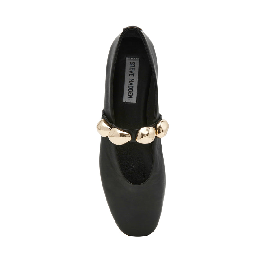 POPPIN BLACK LEATHER FLATS - view 5
