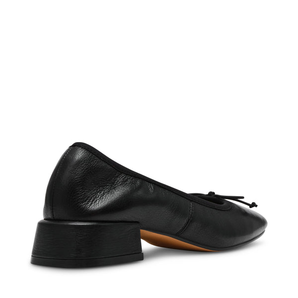 PRICILLA BLACK LEATHER FLATS