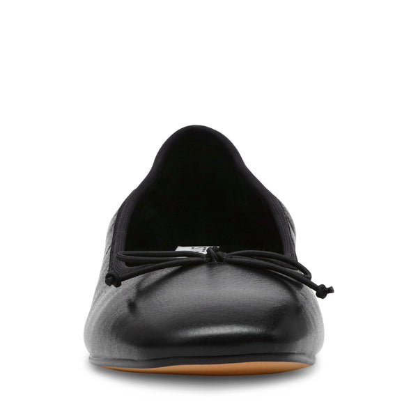 PRICILLA BLACK LEATHER FLATS