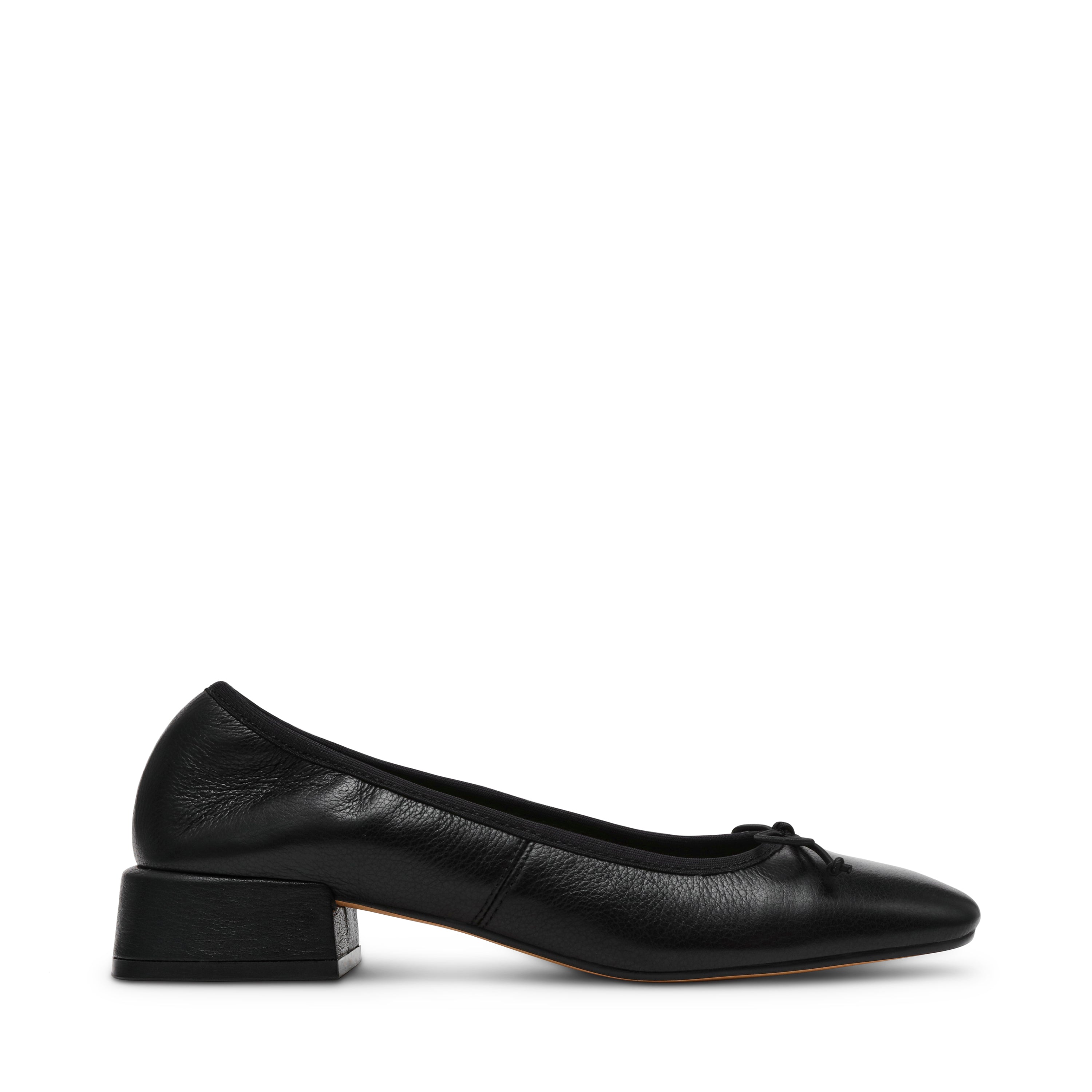 PRICILLA BLACK LEATHER FLATS