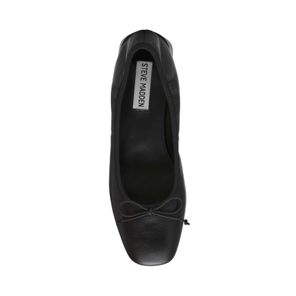 PRICILLA BLACK LEATHER FLATS