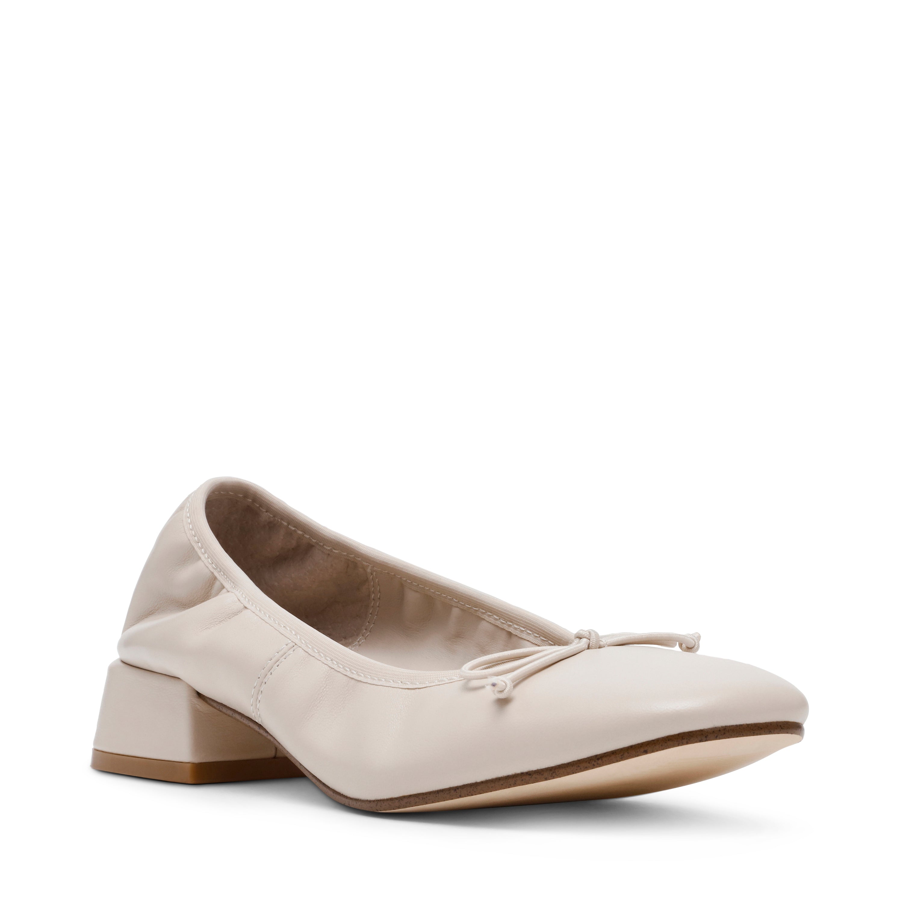 PRICILLA BONE LEATHER FLATS- Hover Image