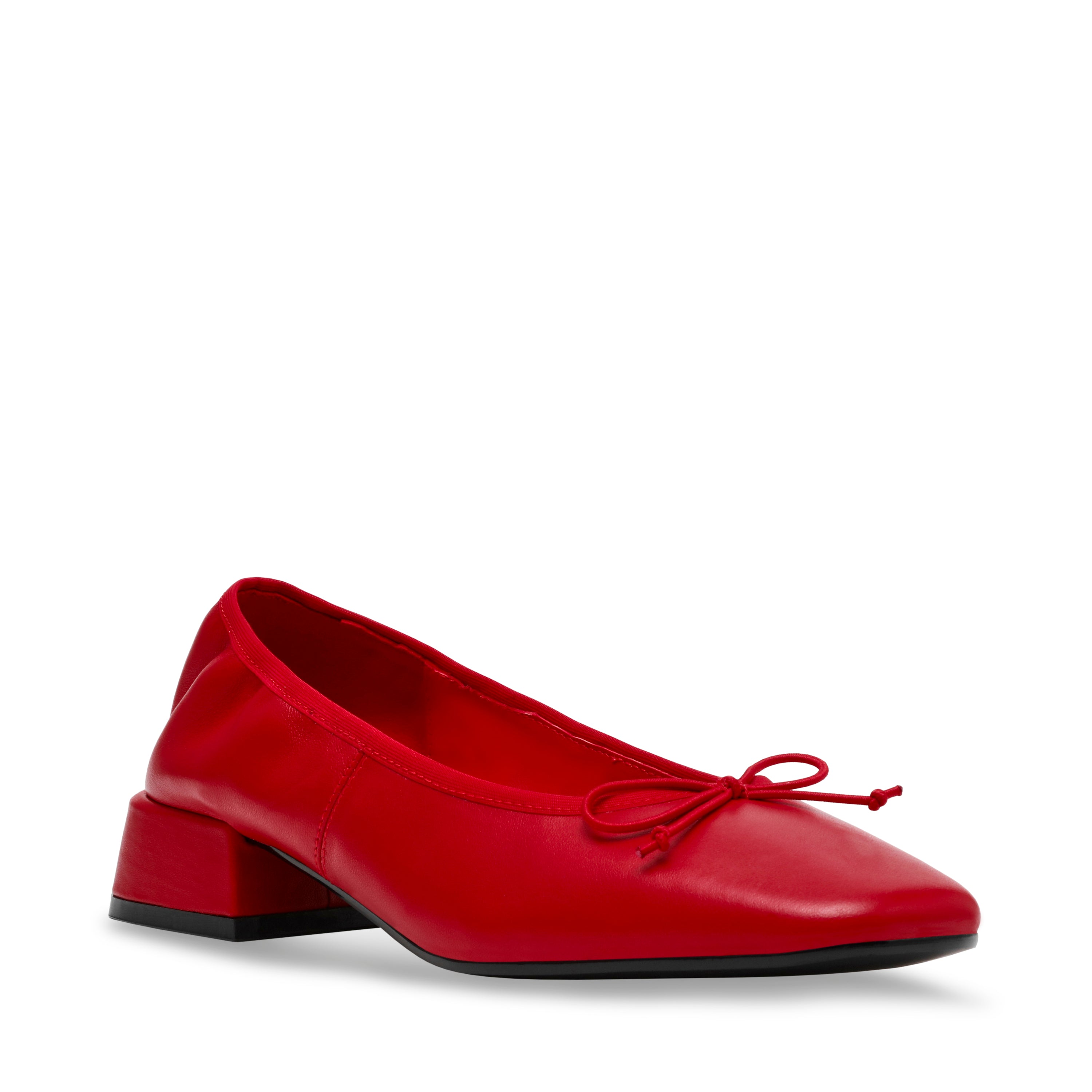 PRICILLA RED LEATHER FLATS- Hover Image