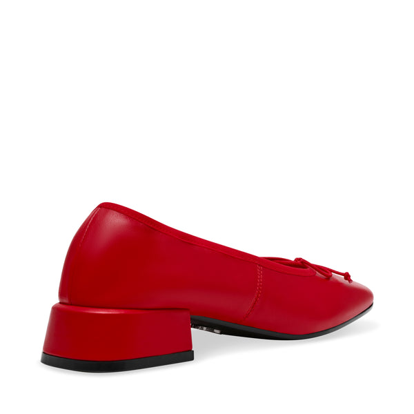 PRICILLA RED LEATHER FLATS