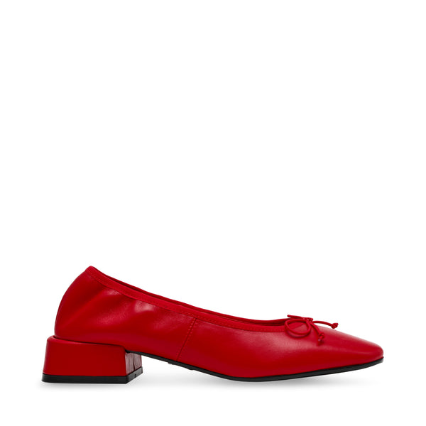 PRICILLA RED LEATHER FLATS