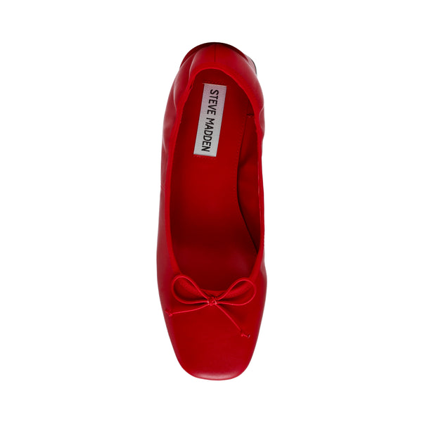 PRICILLA RED LEATHER FLATS