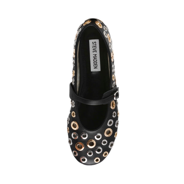 REJOICE-S BLACK/SILVER GOLD FLATS