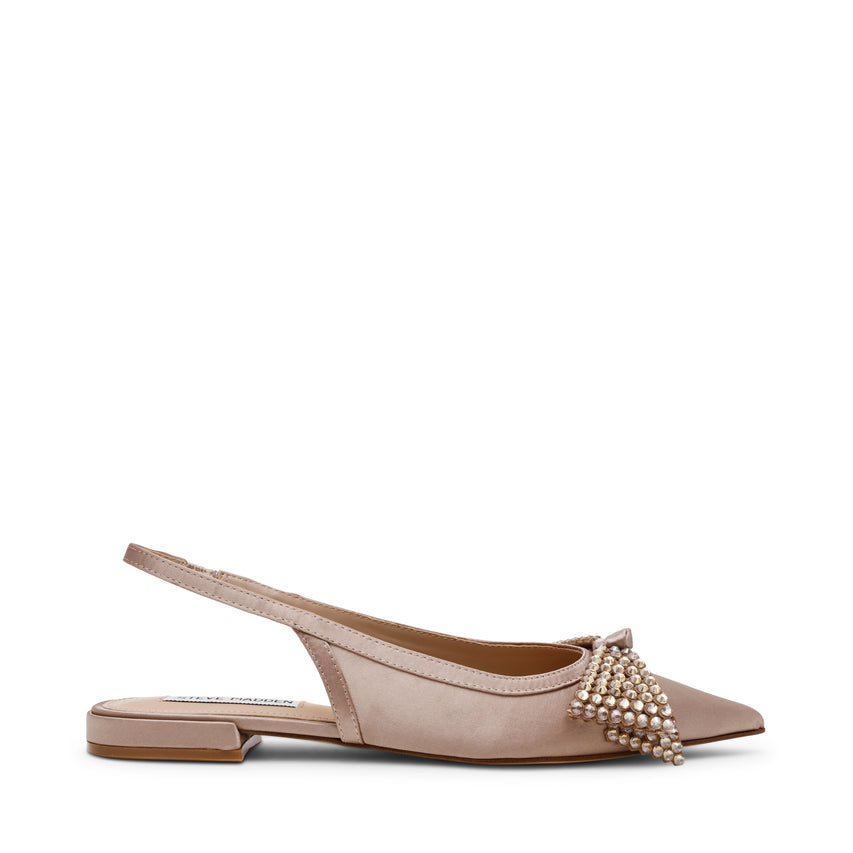 SARAPHINA TAUPE SATIN FLATS