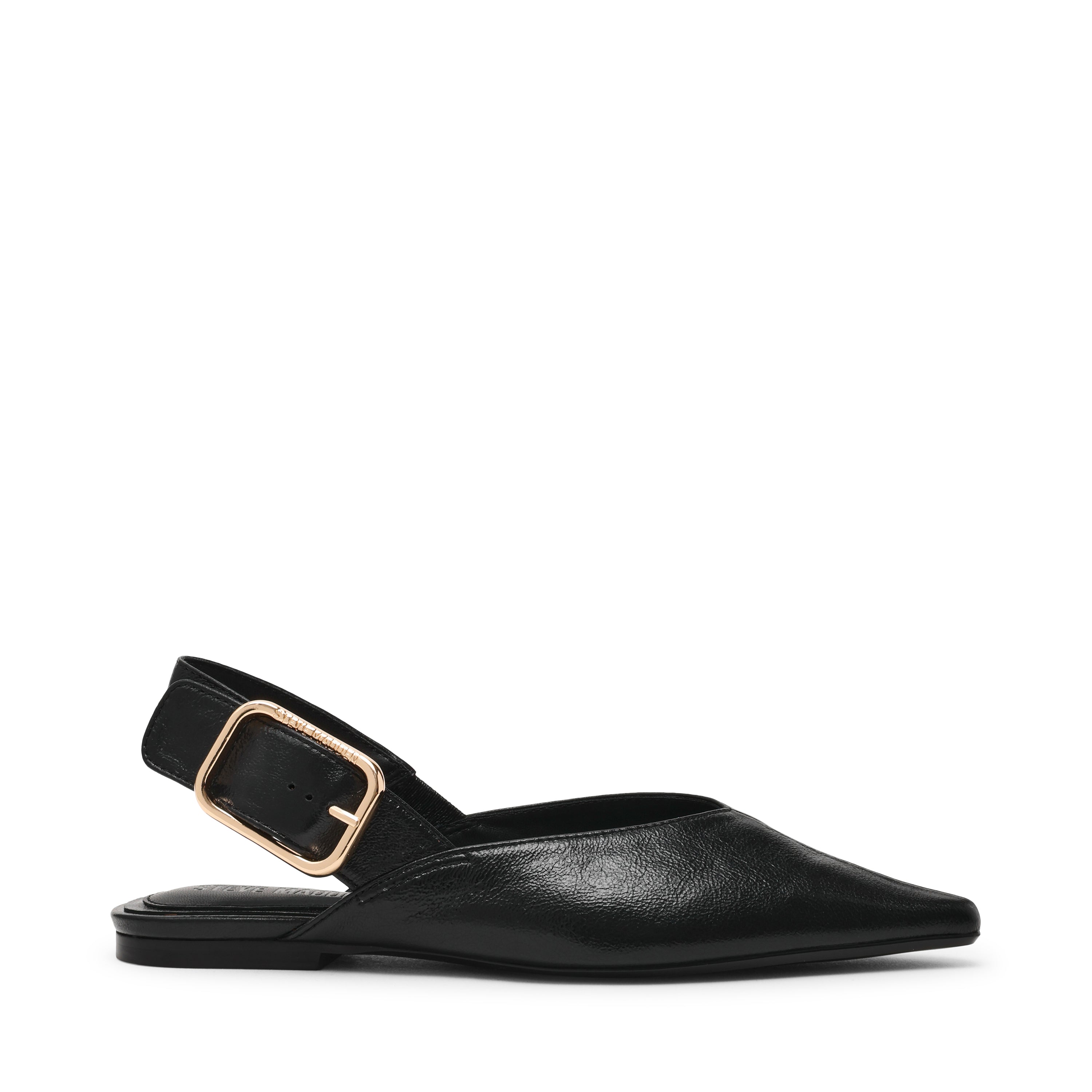 SIANNA BLACK LEATHER FLATS