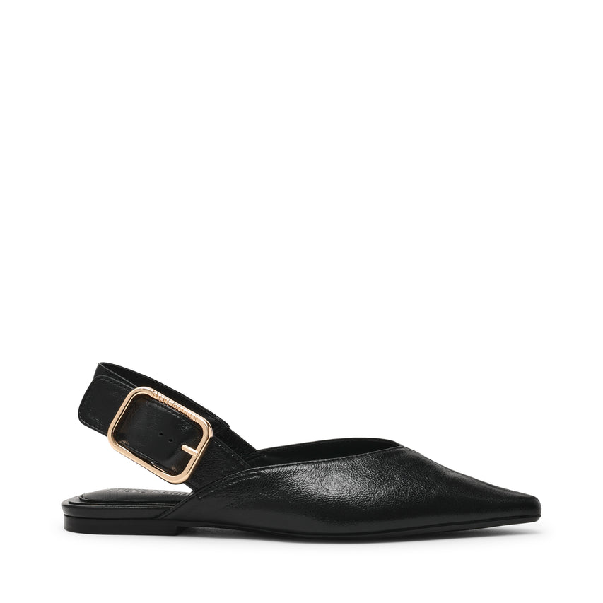 SIANNA BLACK LEATHER FLATS