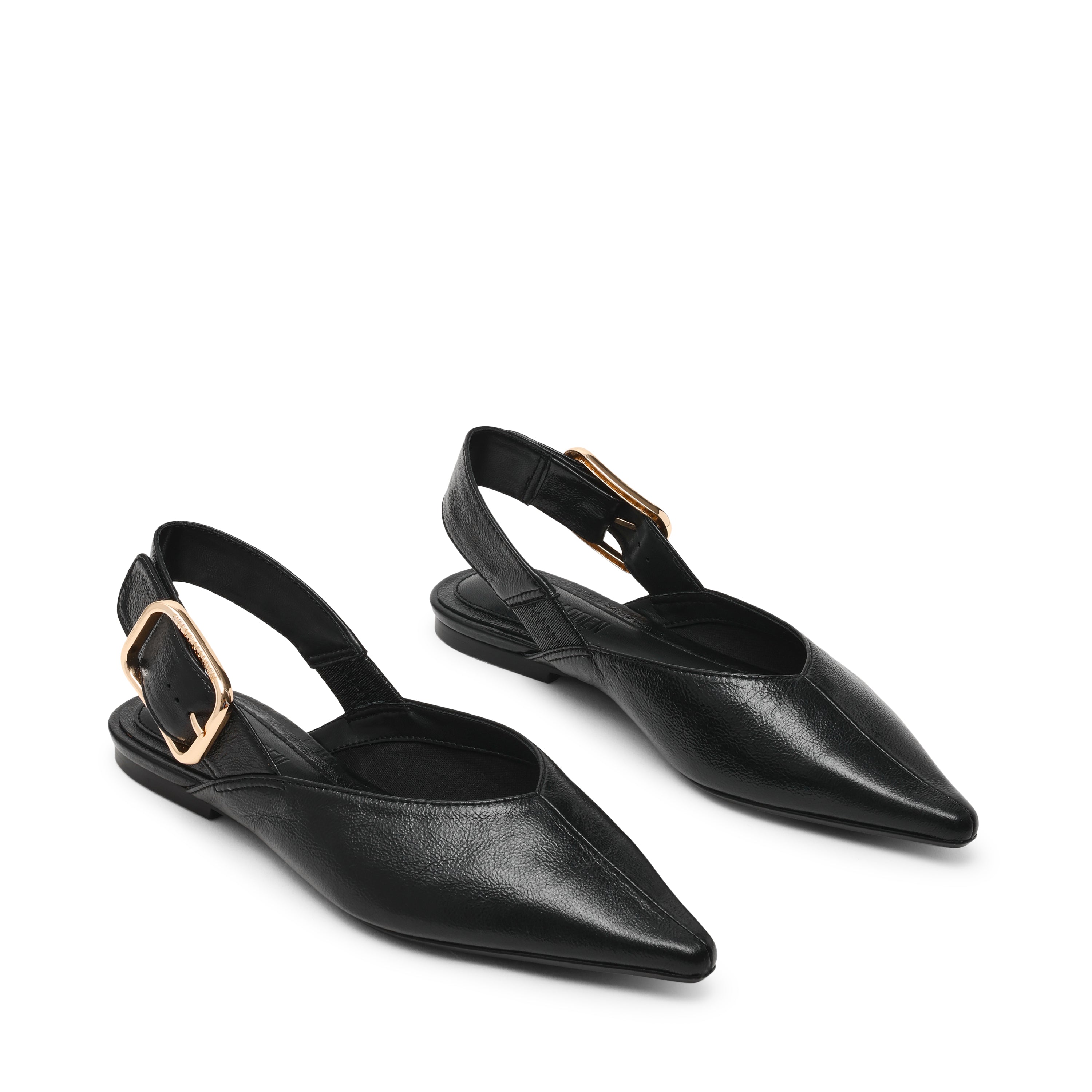 SIANNA BLACK LEATHER FLATS