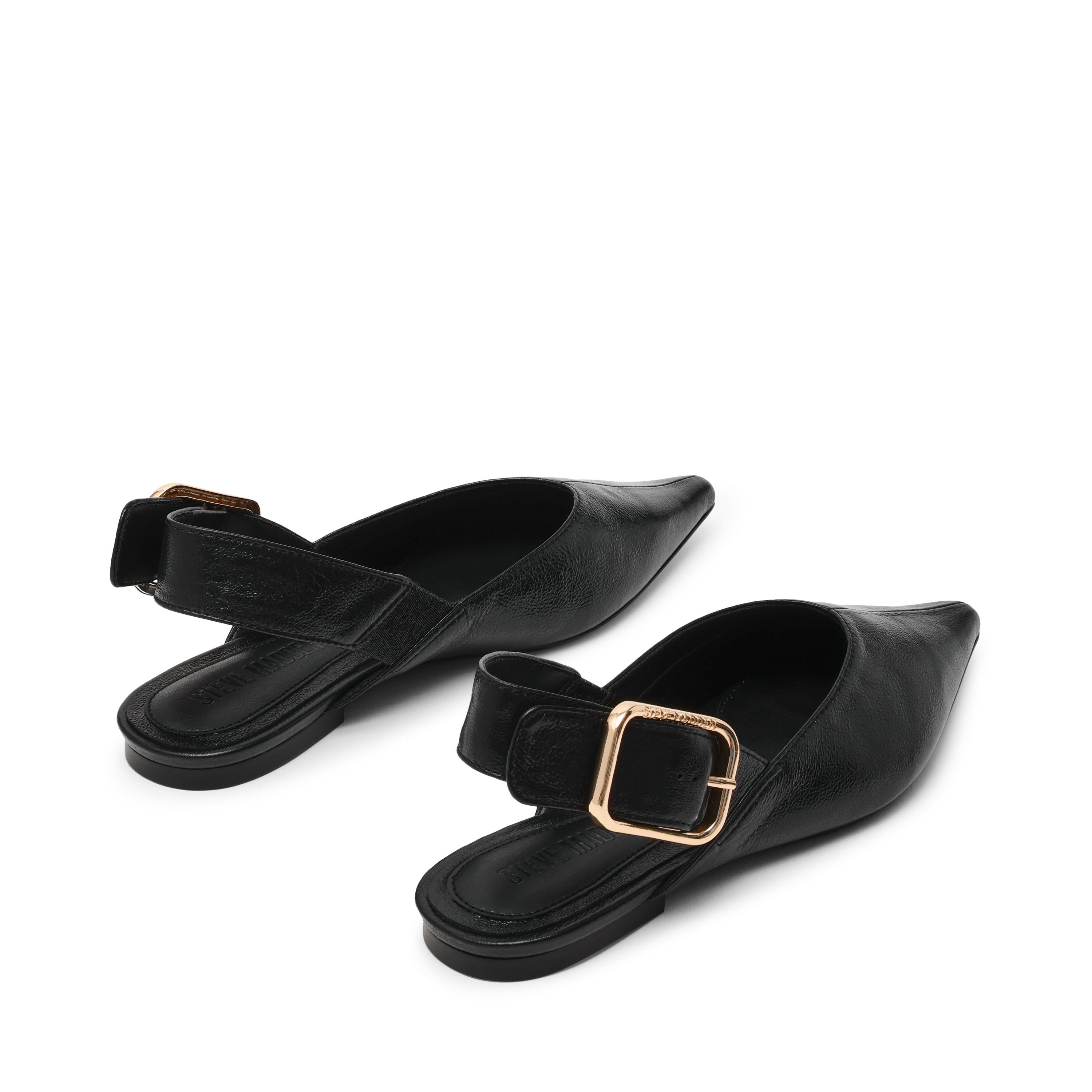 SIANNA BLACK LEATHER FLATS