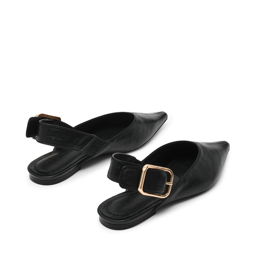 SIANNA BLACK LEATHER FLATS