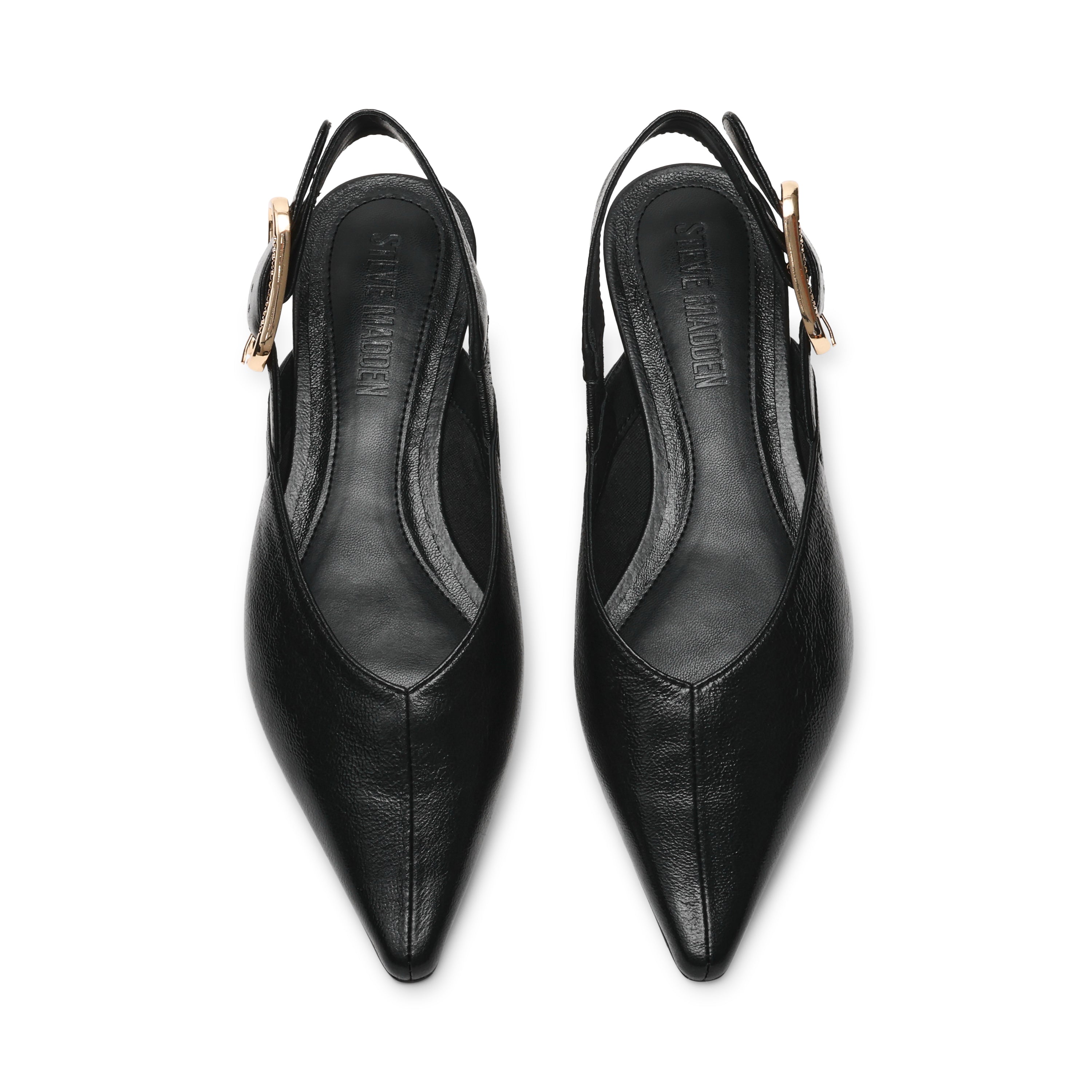 SIANNA BLACK LEATHER FLATS