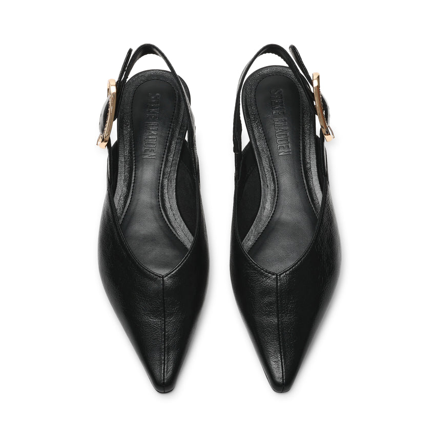 SIANNA BLACK LEATHER FLATS