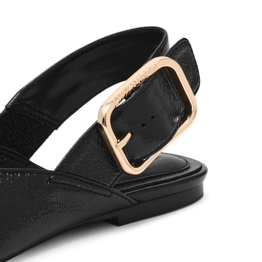 SIANNA BLACK LEATHER FLATS