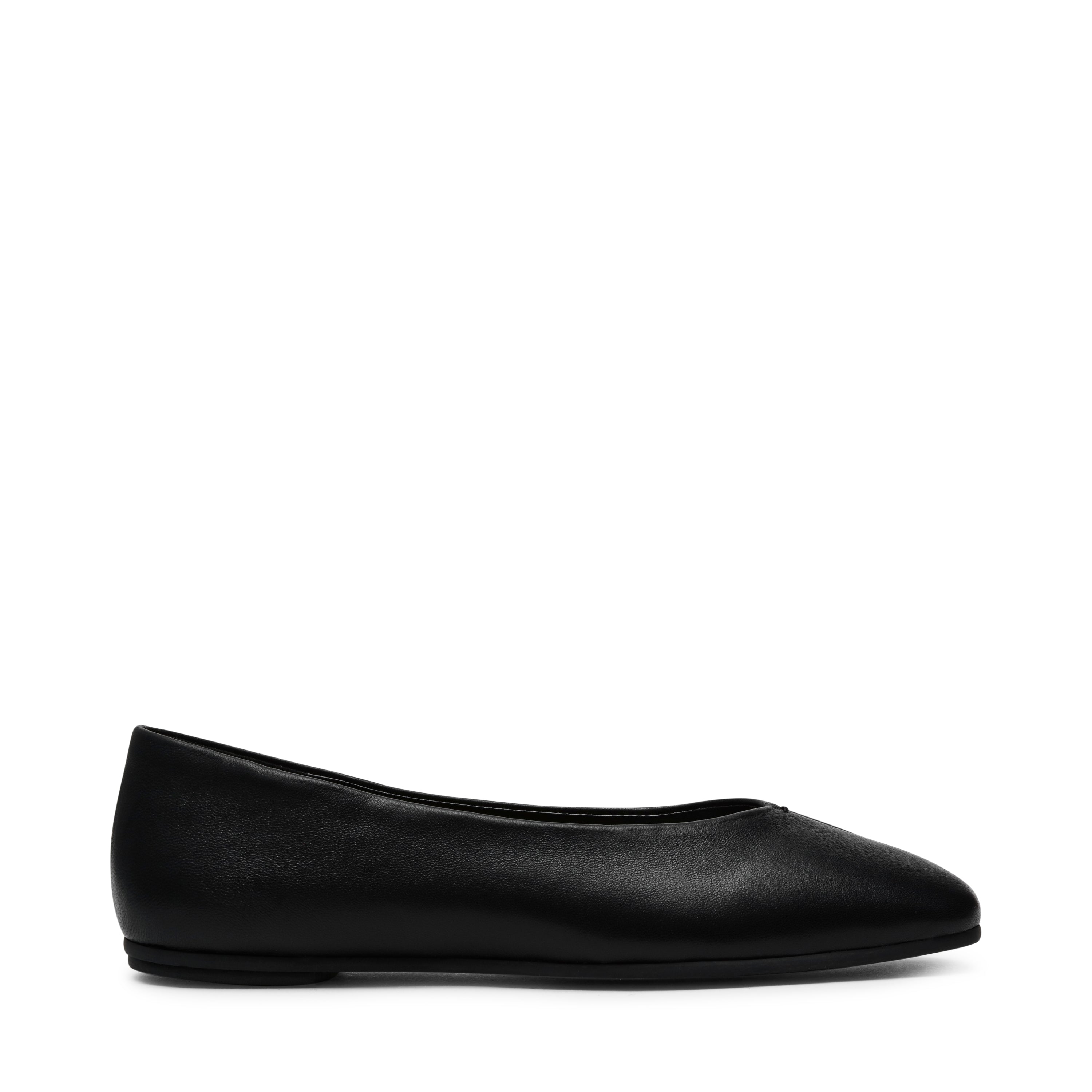 SLIQUE BLACK LEATHER FLATS